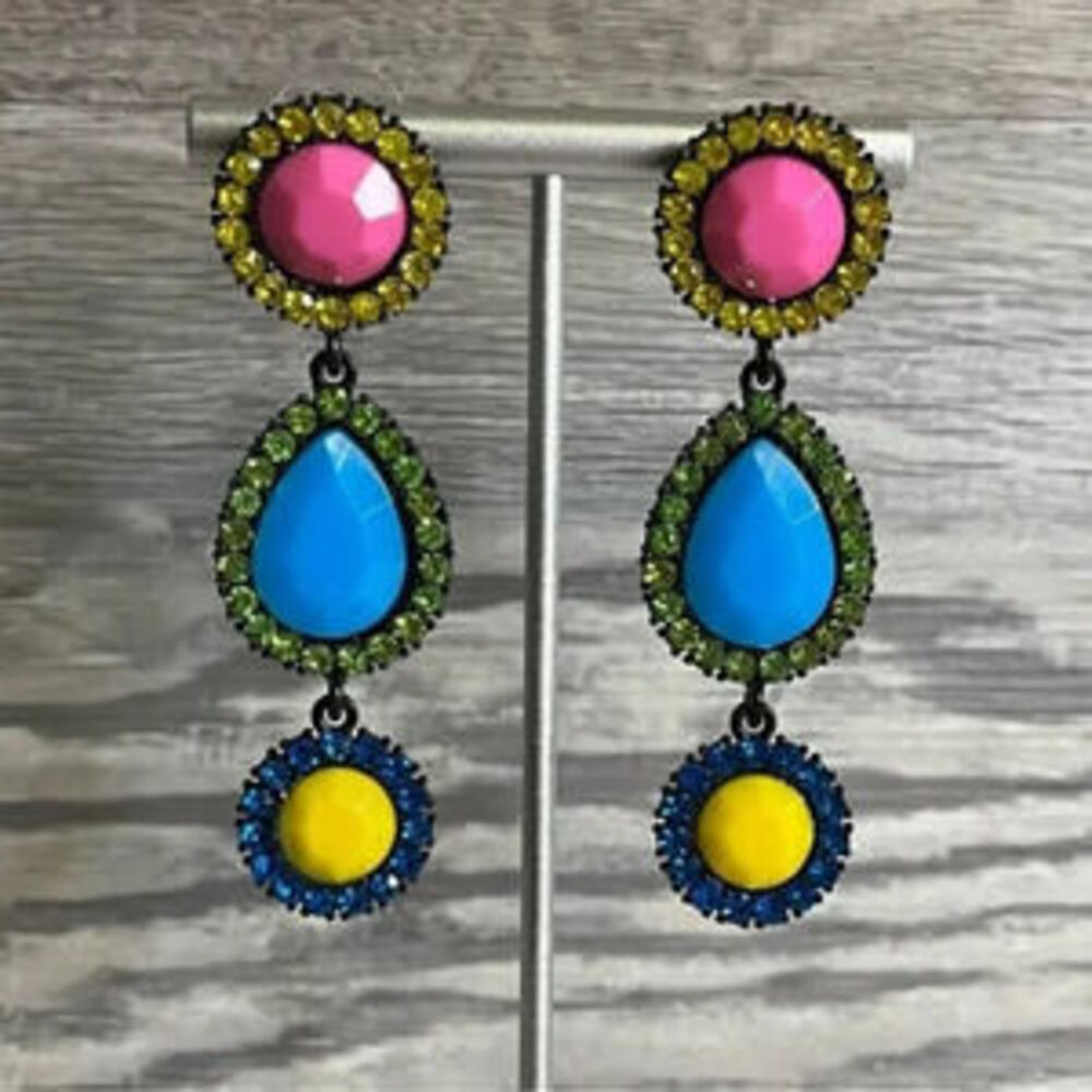 Vintage Colorful Crystal Earrings